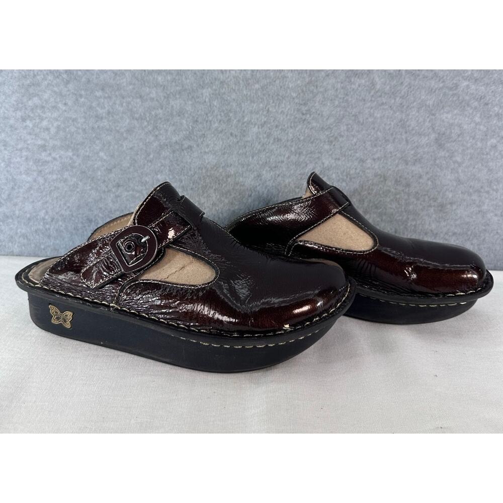 Alegria Women's 38 Patent Leather Bronze Brown Clogs ALG-111 Slip On Comfort